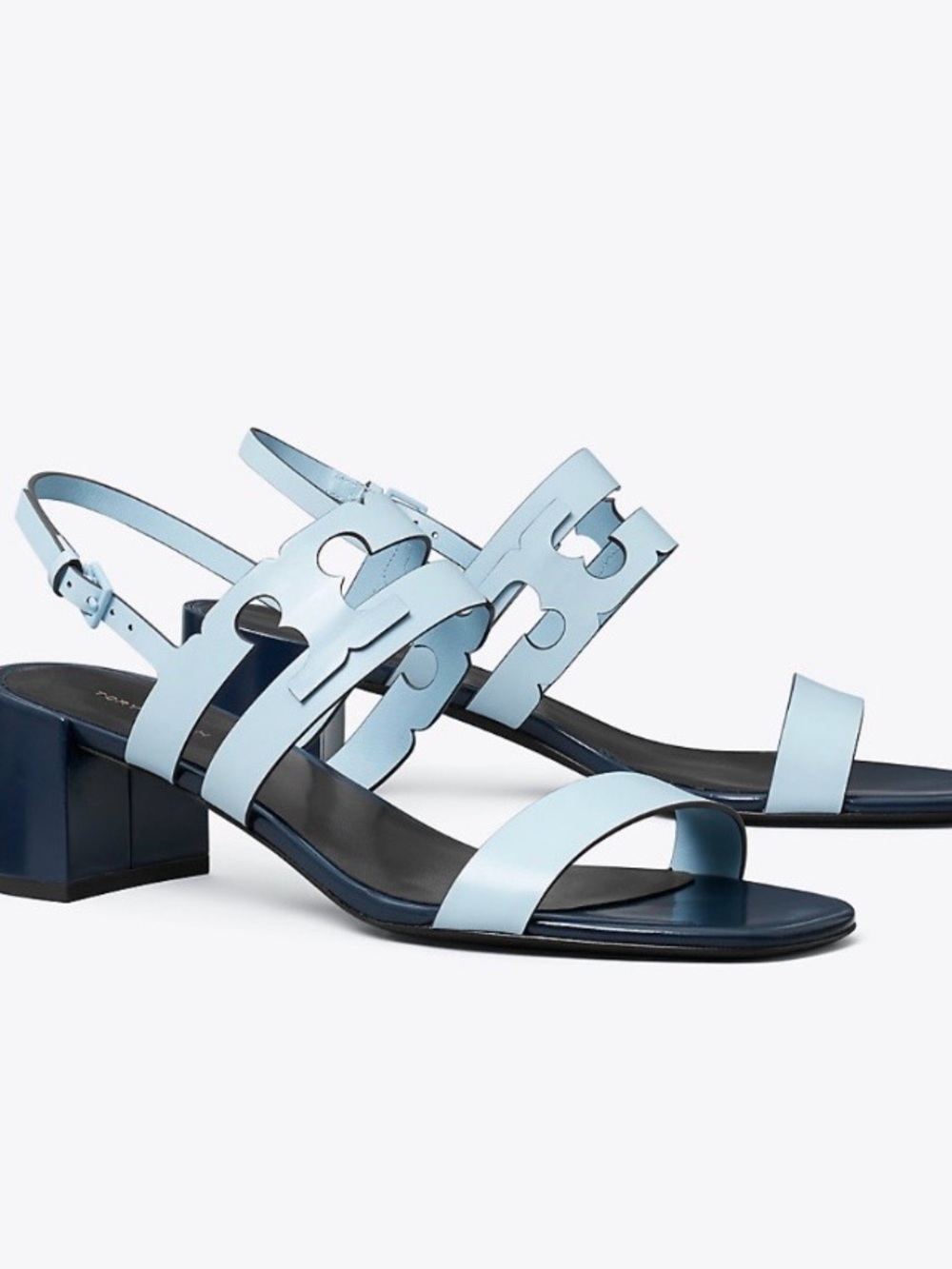 Tory Burch Damen Ines Block Heel Double T Sling Back Block Heel Sandals 10